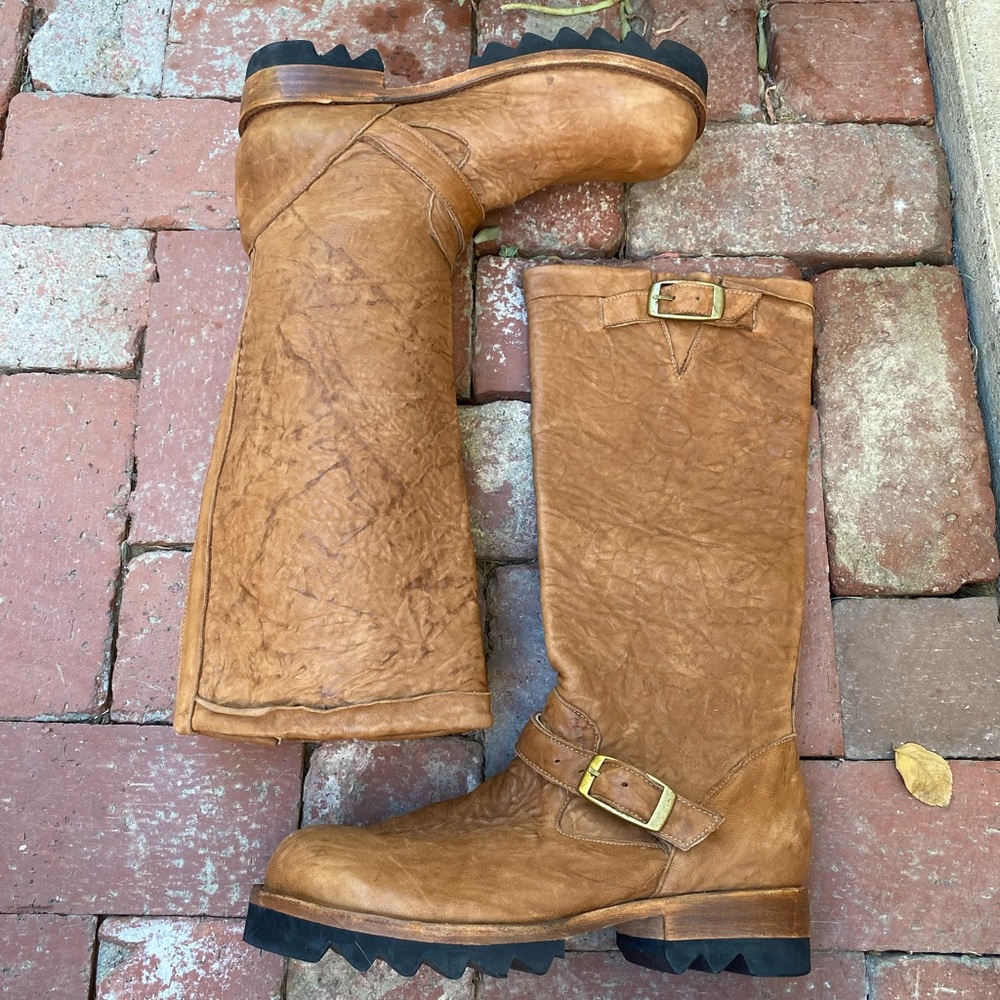 Jim Barnier Camel Brown Leather High E Boot Women's Boots Size 10 Mid Calf